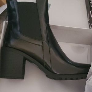 Black chunky heal booties